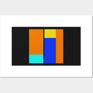 blue orange and yellow abstract minimalist art Posters and Art